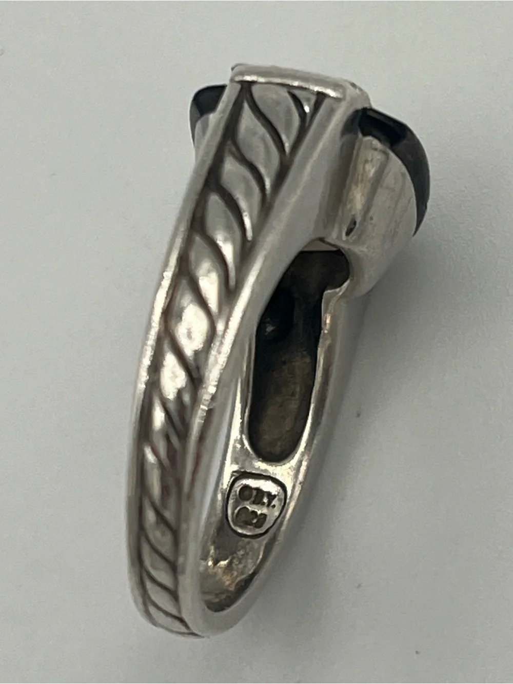 David Yurman Smoky Quartz Cushion-Cut with Diamond Sterling Silver Ring - size 6